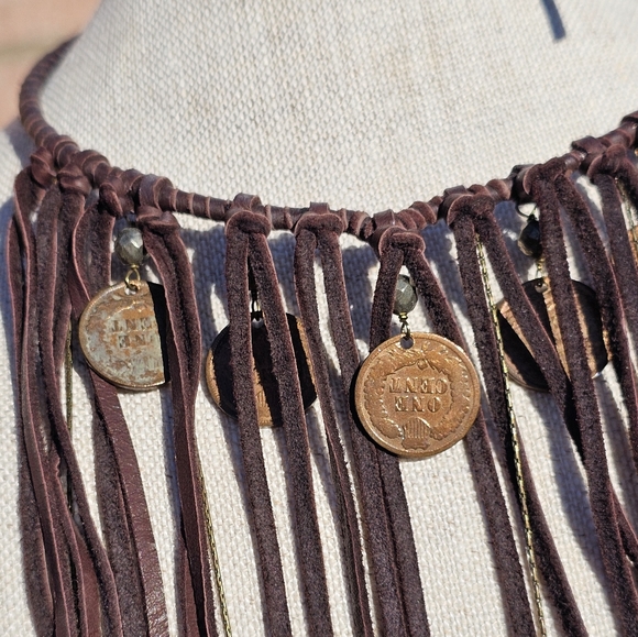 NWOB Astali Indian head coin bib necklace - Picture 6 of 16